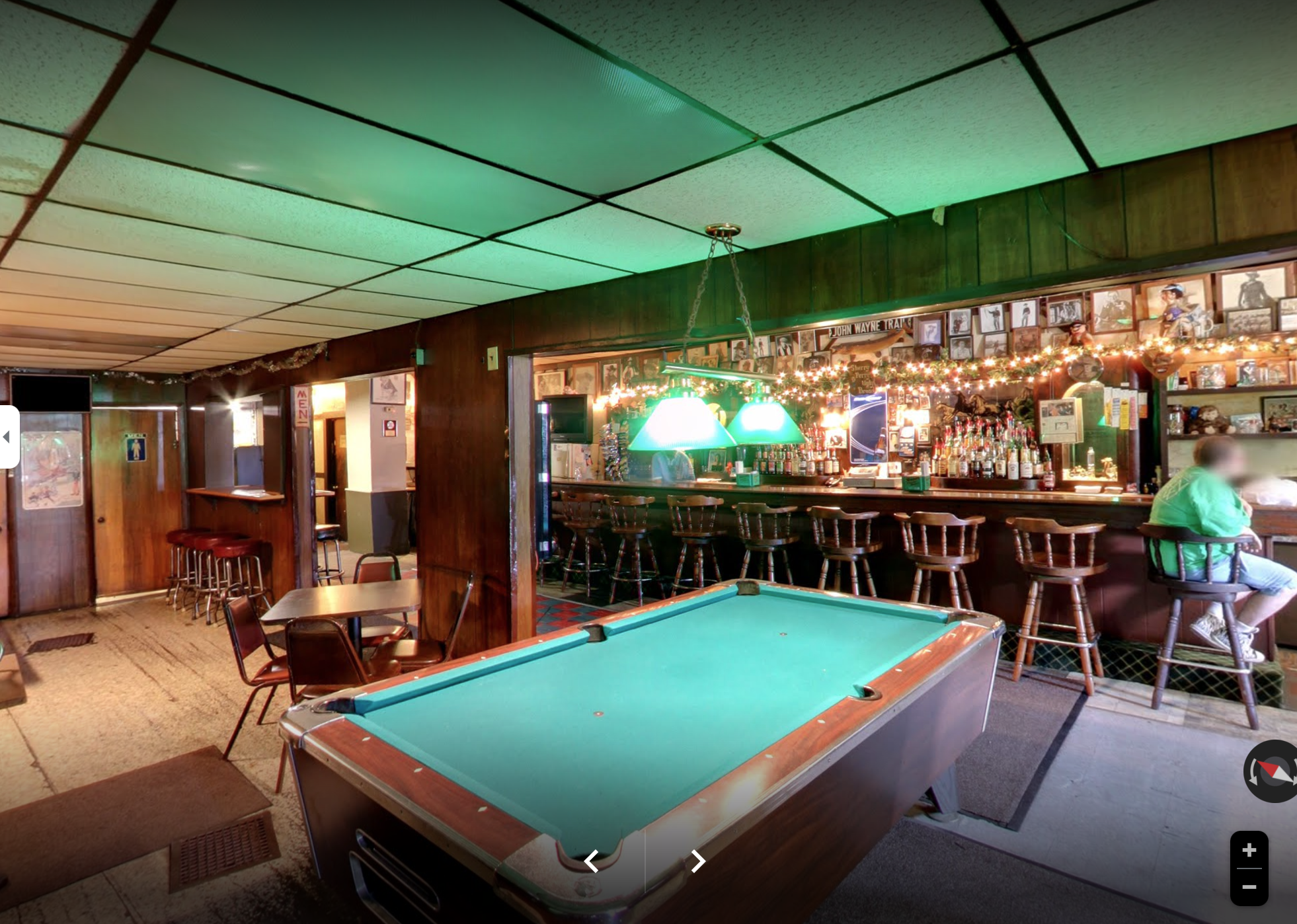 The Ugly Broad pool table with bar in background.